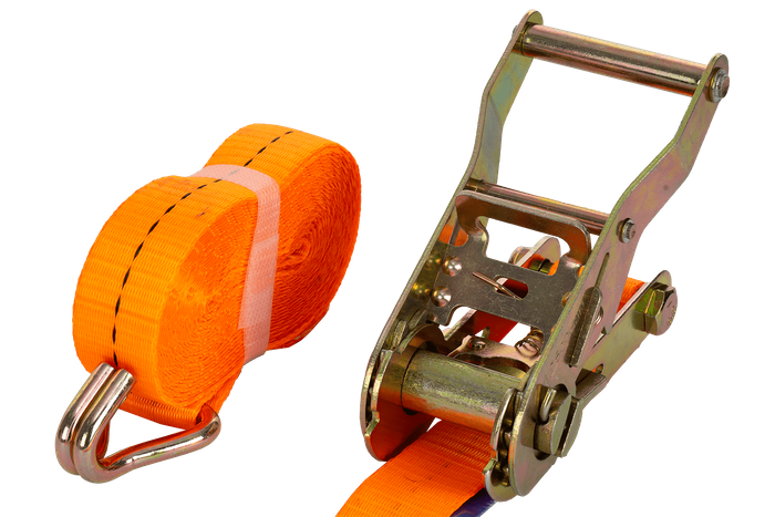 Sæt med fire UNITRAILER 5m/25mm/1t orange transportbånd med strammer
