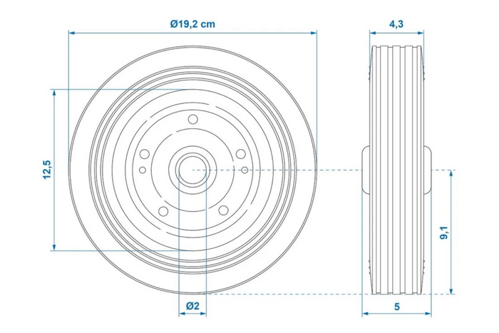Reservehjul til ProPlus 341540 massivt gummi-jockeyhjul 200x50mm