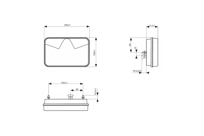 ASPÖCK MULTILED V baglygte 5 funktioner venstre
