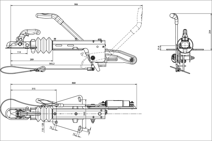 KNOTT KF13E påløbsbremse KK14B 1400 kg V-trækstang
