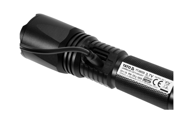 YATO YT-08559 LED 900lm multifunktionslommelygte, powerbank, flaskeåbner, nødhammer