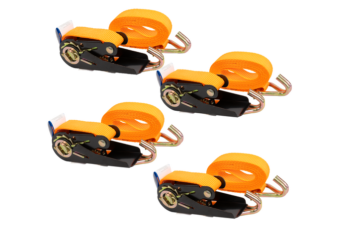 Sæt med fire KAMAR 3m/25mm/0.8t orange transportbånd med strammer