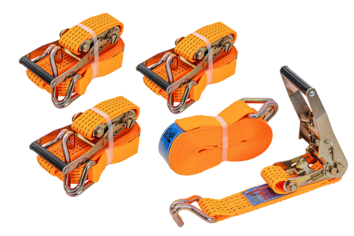 Sæt med fire UNITRAILER 8m/50mm/5t orange transportbånd med strammer