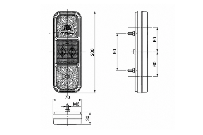 HORPOL LZD2831 LED baglygte 4 funktioner universal