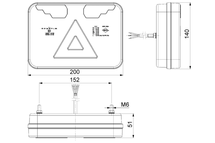 HORPOL LZD 3215+3216 baglygter, 2m kabel, 7 funktioner, venstre+højre
