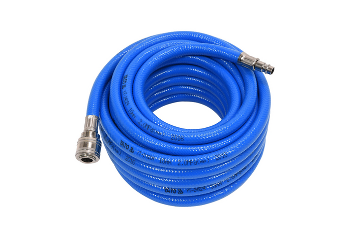 YATO YT-24224 forstærket PVC pneumatisk slange med hurtigkoblinger 10 mm × 10 m